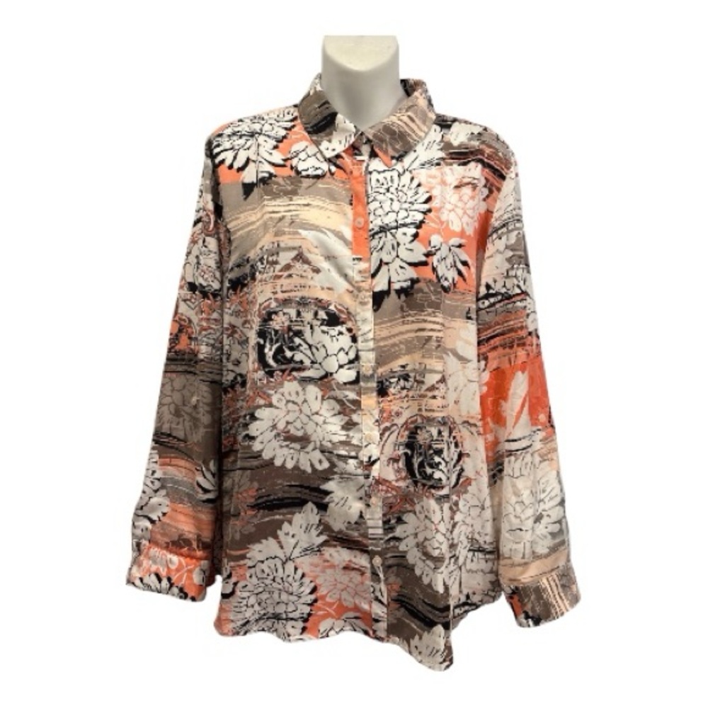 Chico's Multicolor Floral Button-Down Shirt. Size large or Chico’s 2